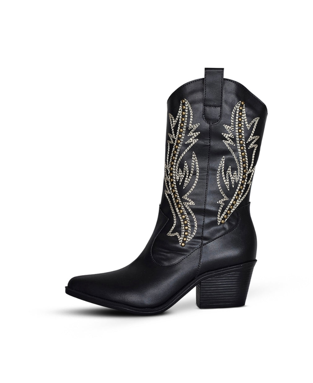 Bota western preta com bordado em strass – atitude e brilho em cada passo