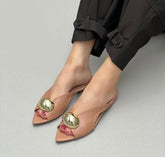 Rasteira bico folha blush