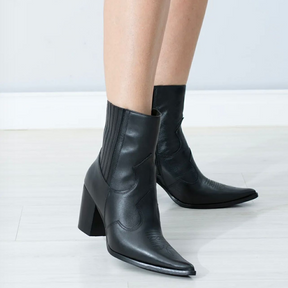 Bota Western Chelsea couro- Preto