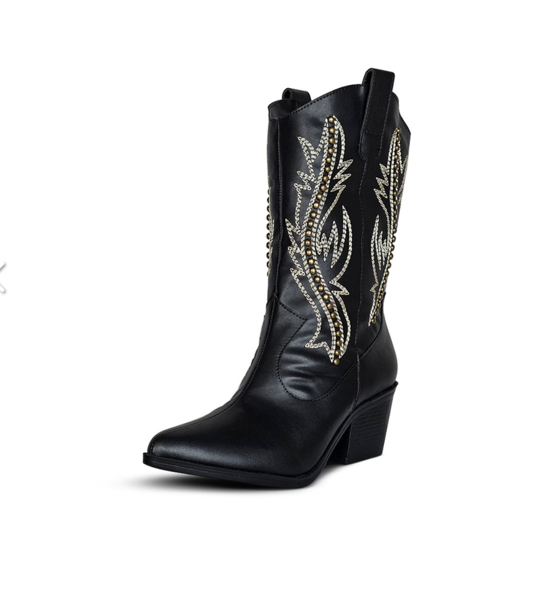 Bota western preta com bordado em strass – atitude e brilho em cada passo