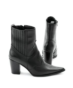 Bota Western Chelsea couro- Preto