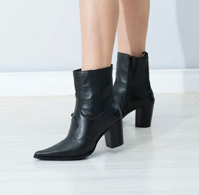 Bota Western Chelsea couro- Preto